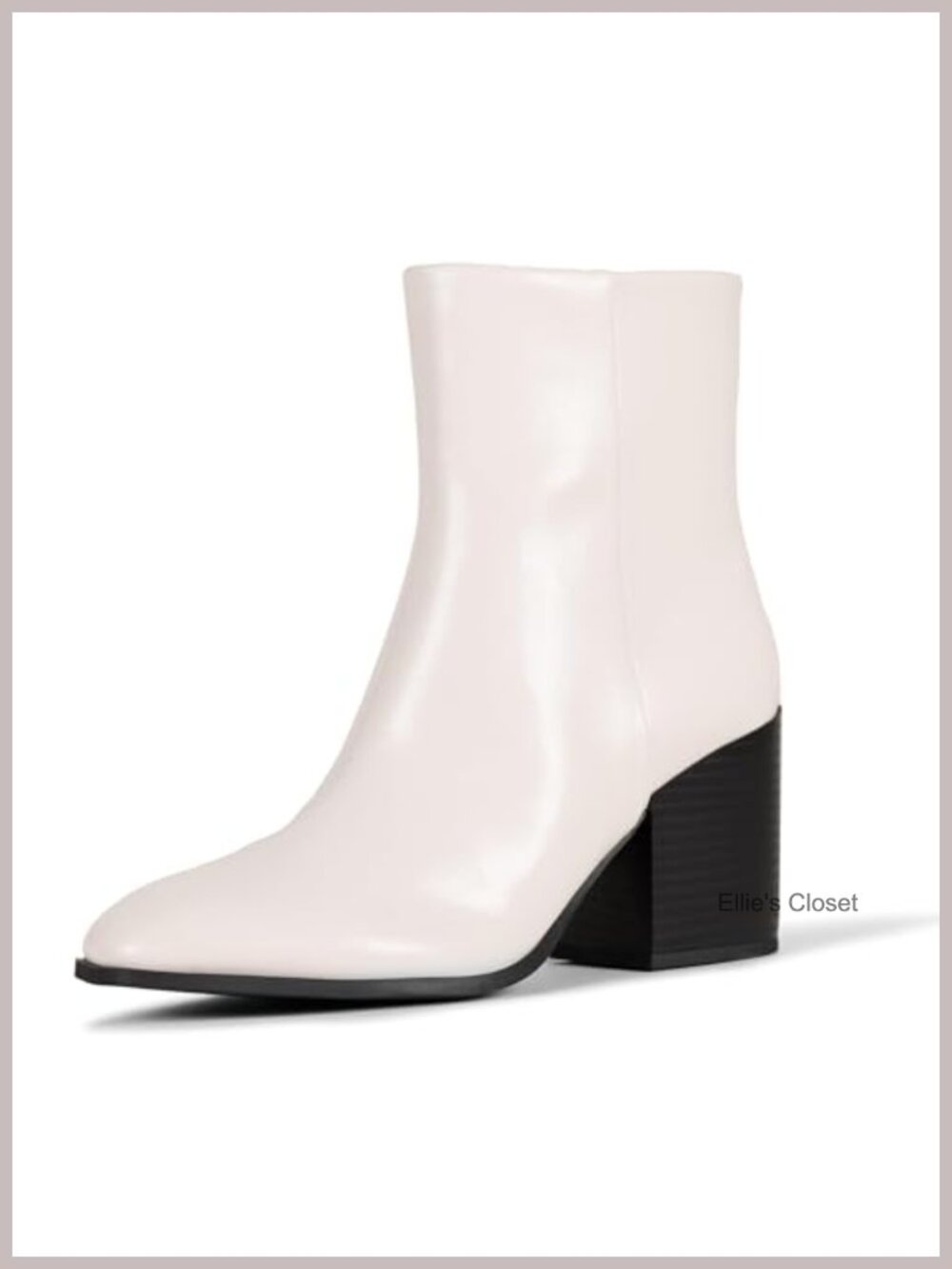 Women's Faux Leather Stacked Heel Ankle Boots Memory Foam Chiseled Toe